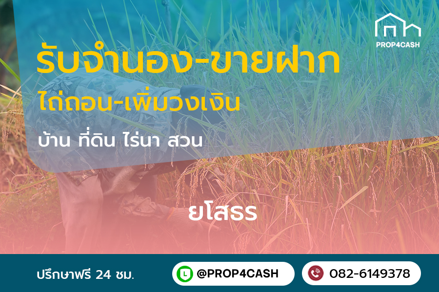 รับจำนองขายฝากบ้านที่ดินคอนโดในพื้นที่จังหวัดยโสธรและใกล้เคียง